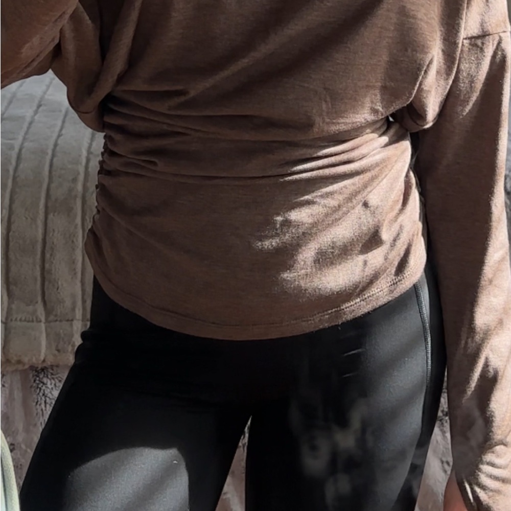 Brown Off-Shoulder Long Sleeve Top - Picture 3 of 3